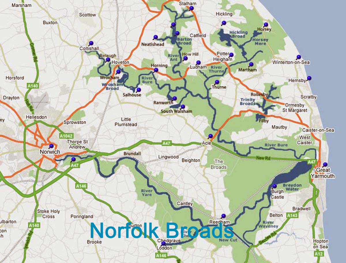 Tourist Map Of Norfolk Broads   Map 1200 Broads 