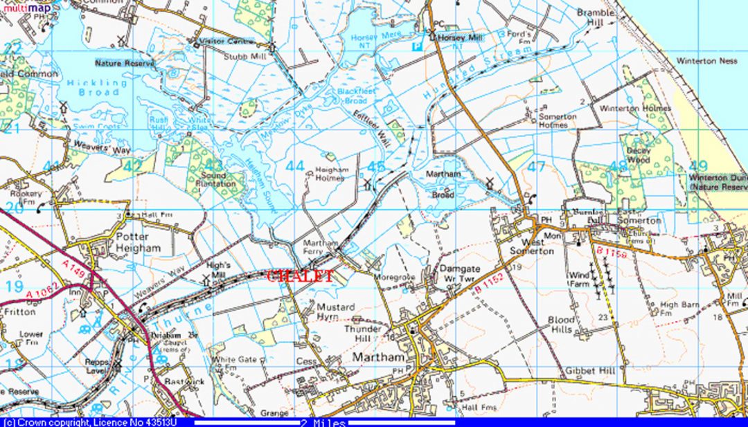 Map Moonriver Cottage Martham Norfolk Broads National Park   Map OS Martham 1200 1080x617 